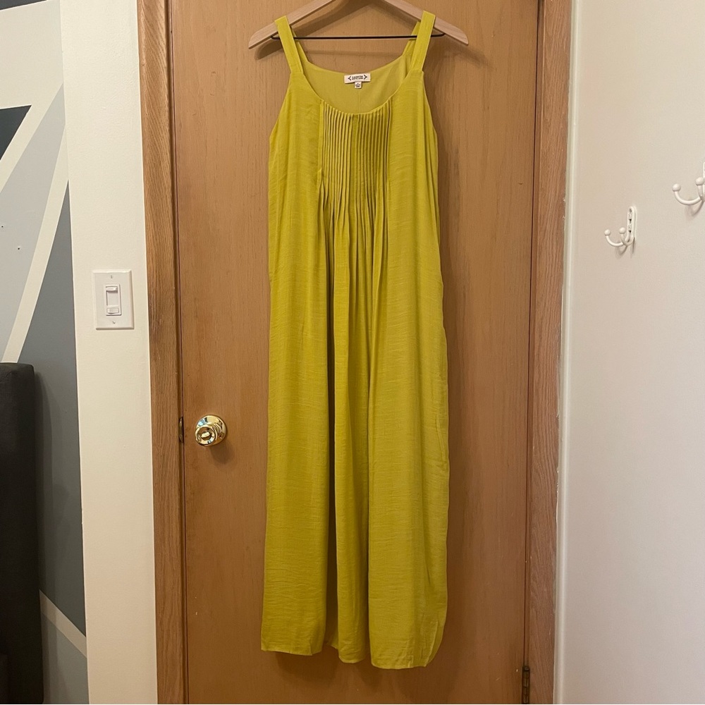 Nanette Lepore Lagenlook Bohemian Yellow-Green Maxi Shift Dress